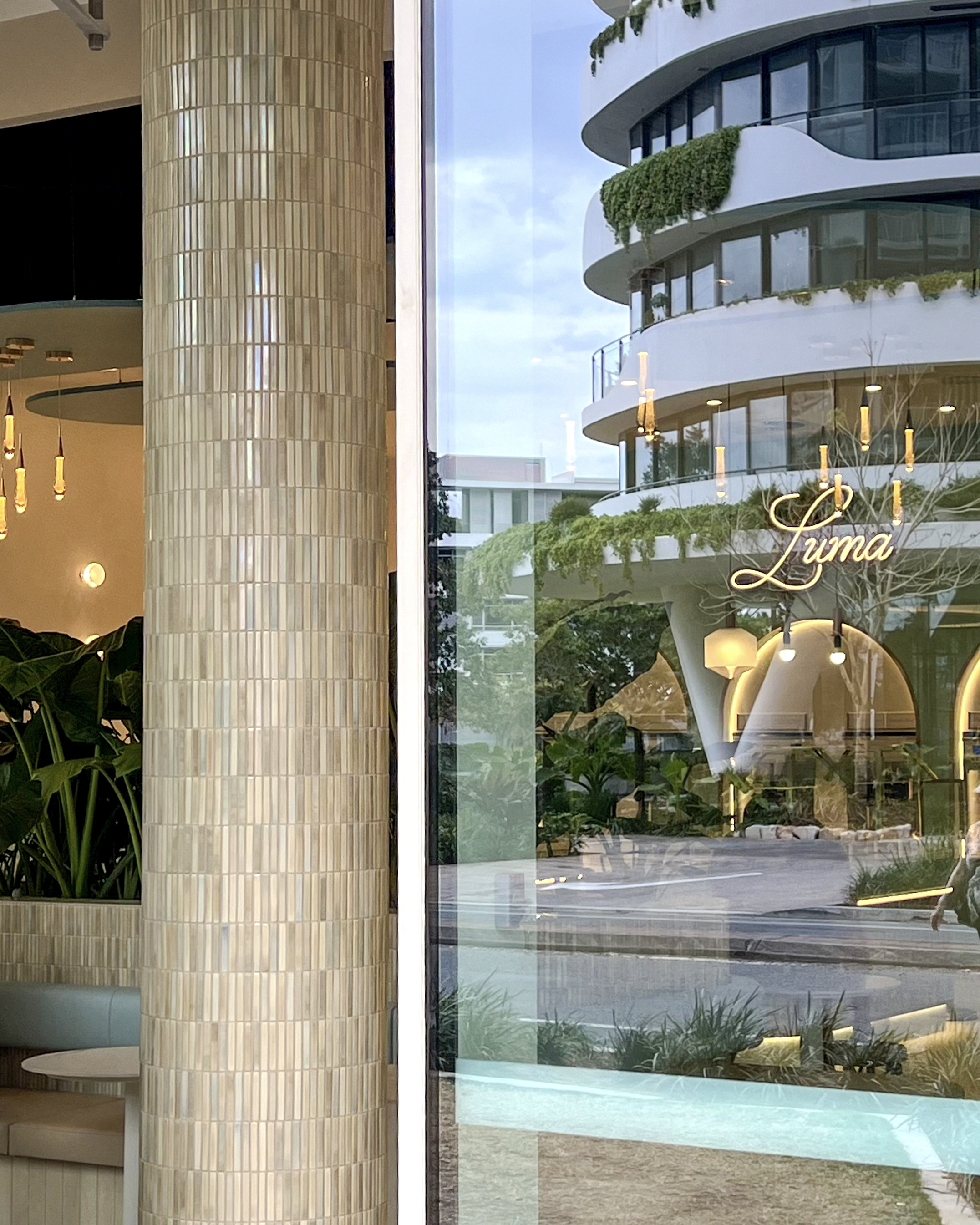 The glass entrance and Luma Gelato sign at the Newstead shop