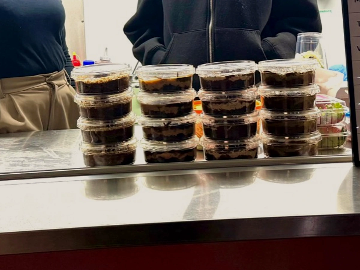 Fresh brownie dessert cups prepared at Vanilla Bar in Woodridge