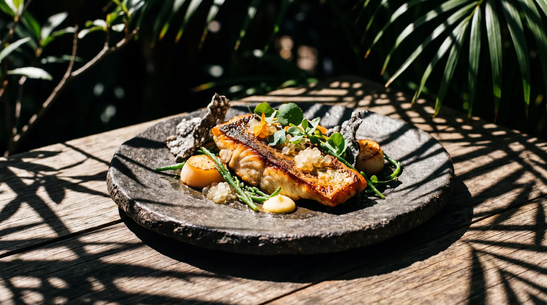 Brisbane dining table with plated dishes