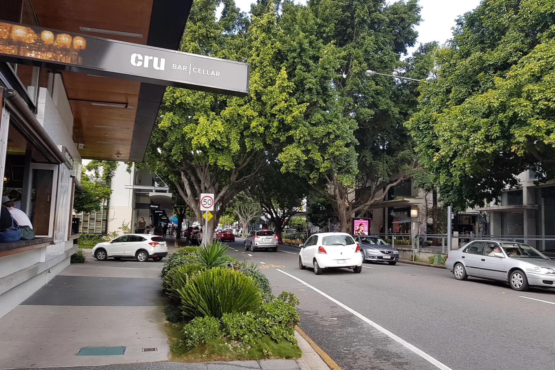 James Street dining terraces and the CRU frontage during the day